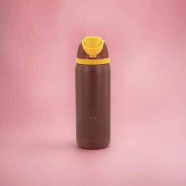 Imagem de Garrafa Térmica Inox 900ml Tucca Cajú Fosca Com Tampa e Canudo Mantém 12h Gelada Quente Para Academia Trabalho Carro Resistente Vedação Total (Marrom)