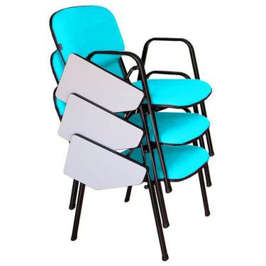 Imagem de 03 Cadeiras Escolar Universitária Linha Hotel Auditório Verde