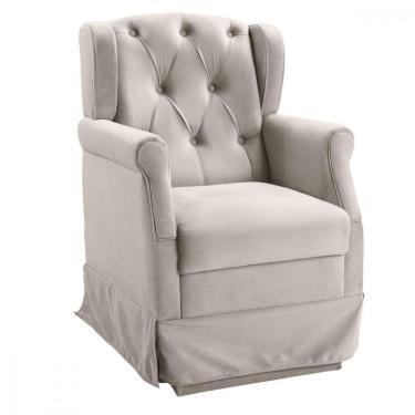 Imagem de Poltrona Para Amamentação Com Balanço Ternura Veludo Marfim Marfim