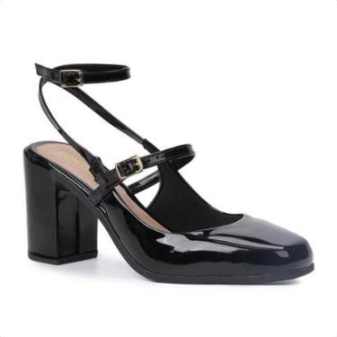 Imagem de Sandália Feminina Mary Jane Em Verniz Salto Alto Grosso Moda-Feminino