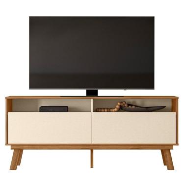 Imagem de Rack Bancada Olinda 160cm Amêndoa-pérola Metalizado Para Tv Até 65? - Mobler Amêndoa-pérola Metalizado