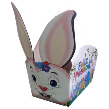 Imagem de Cestinha De Páscoa Coelho Rosa 3d Com Alça