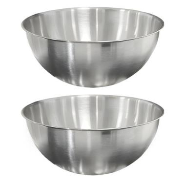 Imagem de Kit 2 Saladeira Escovada Bowl Tigela de Aço Inox Saladas Preparo de Al