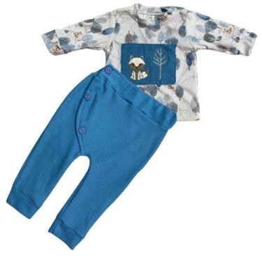 Imagem de Conjunto menino raposa - Pequeno Charme Moda Bebê, Azul, M - 4 a 7 mes