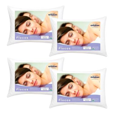 Imagem de Kit 4 Travesseiros 45x65 Ortobom Flocos