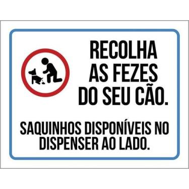 Imagem de Kit 10 Placa Acm Recolha Fezes Cão Saquinhos 18X23 - Sinalizo