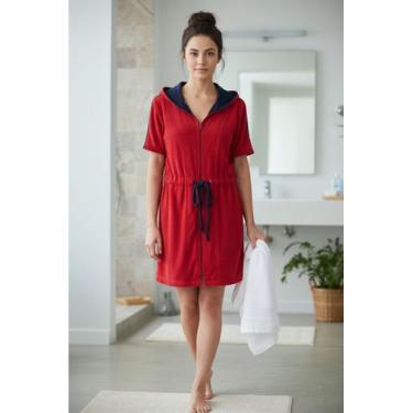 Imagem de Roupão Parka com Zíper e Capuz - Sogni Belli, GG, Vermelho