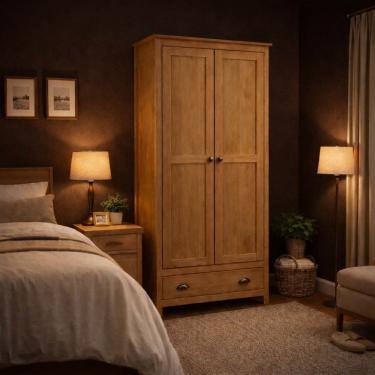 Imagem de Armário Guarda Roupa Madeira Maciça 2 Portas Branco Marrom