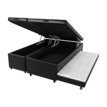 Imagem de Cama Box Bau Queen Com Auxiliar Espuma Ortopédica material sintético 1
