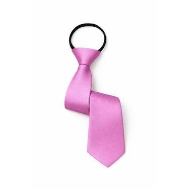 Imagem de Gravata Com Zíper Nó Pronto Regulável Infantil Risco fino Cor:Rosa can