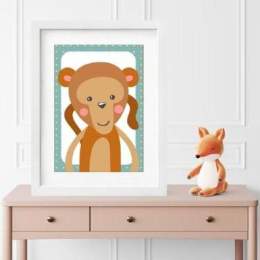 Imagem de Quadro Infantil Safari Macaquinho- 60X48Cm - Quadros On-Line