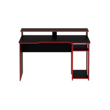 Imagem de Mesa Gamer Xtreme 136cm Suporte 2 Monitores Nicho CPU Ventilado Prateleiras Preto e Vermelho