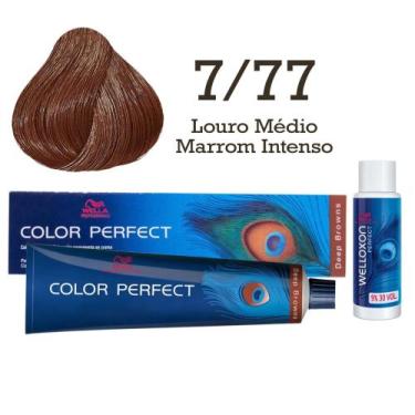 Imagem de Coloração Color Perfect 7.77 Louro Médio Marrom Intenso Emulsão Oxi 30