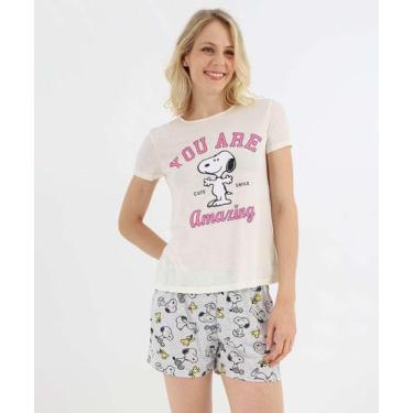 Imagem de Pijama Feminino Estampa Snoopy Bege-44010 - Disney, Bege, M