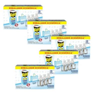 Imagem de Kit 5 Repelente Raid Elétrico 45 Noites Raid Family 3 Refis