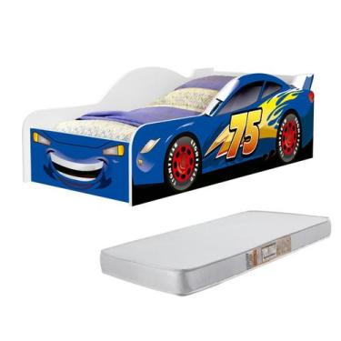 Imagem de Cama Carro Juvenil Infantil Com Proteção Lateral De MDF Adesivada Para