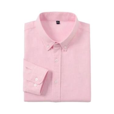 Imagem de Camisa Oxford Slim-Fit Masculina De Algodão Com Mangas Longas Casual R