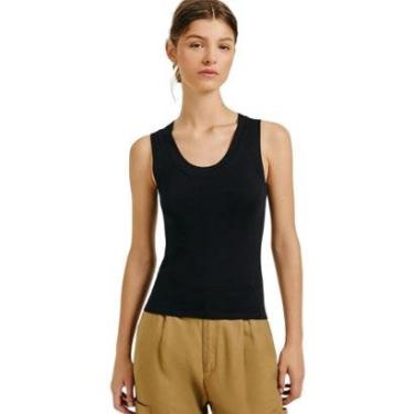 Imagem de Blusa Regata Hering Feminina Slim Decote U Em Tricô De Viscose Preto-Feminino