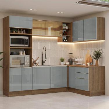 Imagem de Armário de Cozinha Completa de Canto 416 cm Rustic/Cinza Lux Madesa 01