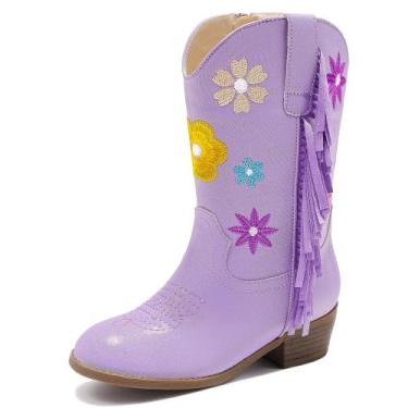 Imagem de Botas de cowboy Motasha Girls Purple para crianças tamanho 1