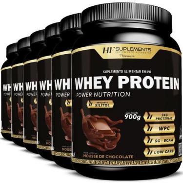 Imagem de 6x WHEY PROTEIN POWER NUTRITION MOUSSE DE CHOCOLATE 900G - HF SUPLEMEN