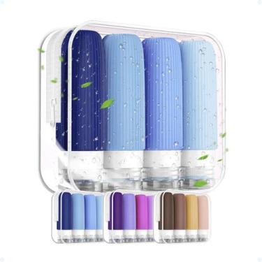 Imagem de Kit Viagem 4 De Frascos Pote Silicone 90ml Necessaire Viagem - Hxt, Az