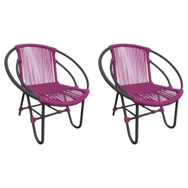 Imagem de Kit 2 Cadeiras Decorativa Julia Em Corda Náutica E Base Em Alumínio Preta- Rosa