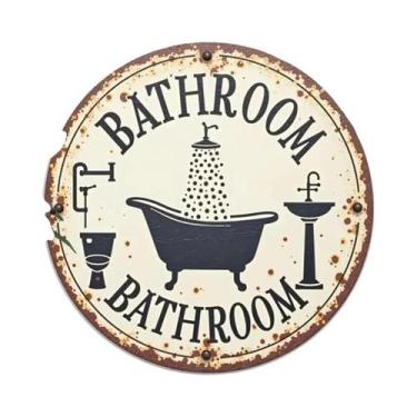 Imagem de Placa De Banheiro Vintage Retrô Com Efeito Madeira, Fácil Instalação, 
