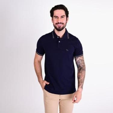 Imagem de Camisa Polo Acostamento Piquet Frisos Marinho-Masculino