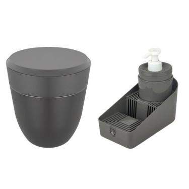 Imagem de Kit Cozinha Lixeira 2,5L Organizador De Pia Com Dispenser Detergente P