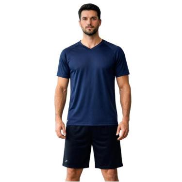 Imagem de Conjunto Masculino Esportivo Camisa e Short Dry Fit Gola V Academia Tr