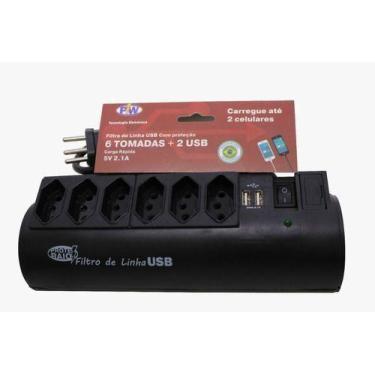Imagem de Filtro De Linha Usb 6 Tomadas 10a Pw