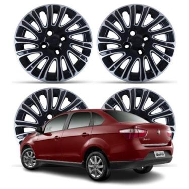 Imagem de Jogo Calota Aro 14 Fiat Grand Siena 2012/2013 Cubo Baixo Preto/Prata 0