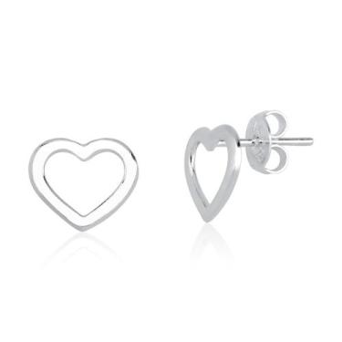Imagem de Brinco Coração Vazado Em Prata 925 - DR Jóias