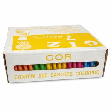 Imagem de Giz Escolar Plastificado 500 Unidades Colorido - Sete Belo