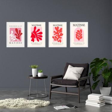 Imagem de Kit 4 Quadros Decorativos Artes Matisse Mulher Coral 45x34cm