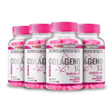 Imagem de 4x colageno woman 1g hydrolyzed com vit c 120tab fisionutri - FiSIO NU