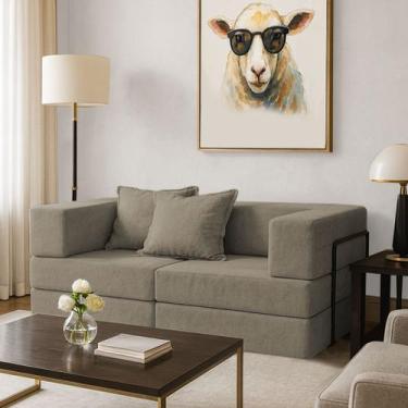 Imagem de Sofá Cama Modular 2 Lugares Mold Boucle Marrom - Loja Sheep, Marrom