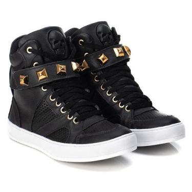 Imagem de Tênis Hardcore Cano Alto Feminino Academia Sola Reta Em Couro 10100, P