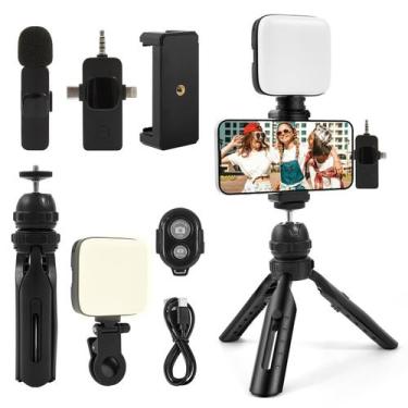 Imagem de Kit de Vlogging Kalofaye Microfone Sem Fio Tripé Luz Suave