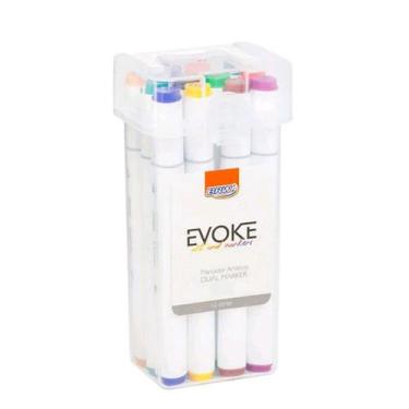 Imagem de Marcador Artístico Evoke Dual Marker Estojo 12 Cores - BRW