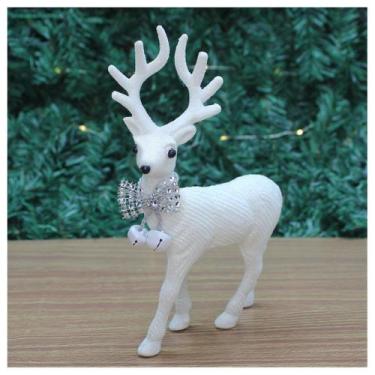 Imagem de Kit 2 Enfeites Decorativos Rena Branca Com Guizo Natal 21cm - Genérico