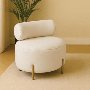 Imagem de Poltrona Sala Ilha Orgânica Éden Pé Aço Lateral Dourado Bouclê E03 - D`Rossi