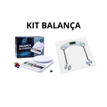 Imagem de Kit Bem-Estar: Balança Digital de Cozinha 10kg + Balança Corporal Digi