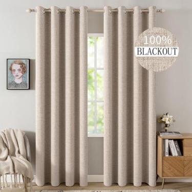 Imagem de Cortinas MIULEE Blackout Linen Texturizadas 100% Térmicas Bege 132x244
