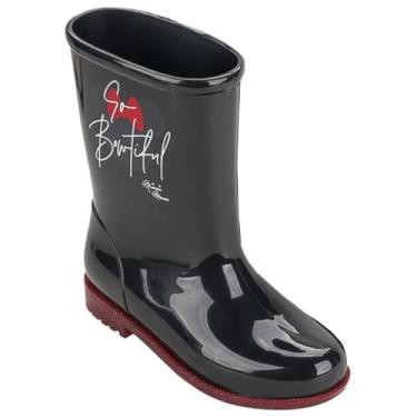 Imagem de Bota Galocha Infantil Menina Impermeável Minnie Rain Fun, Preto, Verme