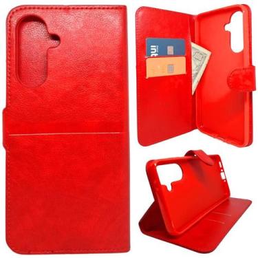 Imagem de Capa Carteira para Samsung A56 (Tela de 6.7) Capinha Case Cor:Vermelho