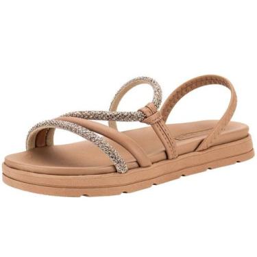 Imagem de Sandália Feminina Flatform Papete Moderna Conforto Moleca, Ouro rosado