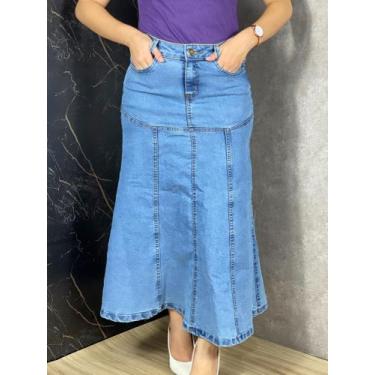 Imagem de Saia Longa Jeans Godê Gallzarth, Azul celeste, 48