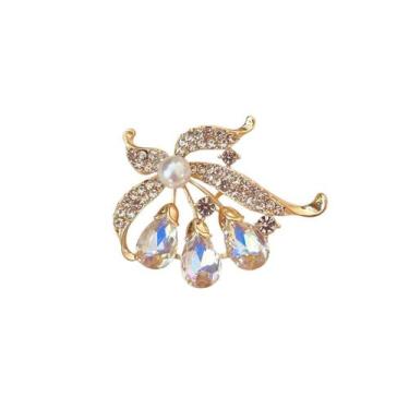 Imagem de Broche Raminhos com Pedras - - Pistache Acessórios, Branco, Único